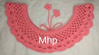 Very easy crochet collar  crochet neck designকুশিকাটার গলার ডিজাইন।myhobbyproject [upl. by Arica137]