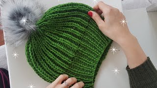 Süper Kolay Selanik Bere  Süper Easy Brioche Beanie [upl. by Annatnom]