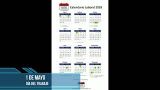 Calendario Laboral 2018  Festivos nacionales 2018 [upl. by Noloc]