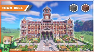 【Minecraft】How to build a Town Hall 16  Brick survival Base [upl. by Edyaw]