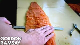 Slicing Smoked Salmon  Gordon Ramsay [upl. by Lion]