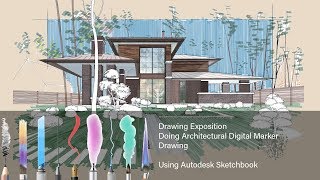 How to do architectural digital marker drawing using Autodesk Sketchbook [upl. by Fabron]