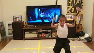 Bruce Lees movie nunchaku scene performance Ryusei 7yearold [upl. by Giffie]