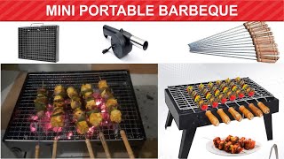 How to use Barbeque at home I Mini Portable Barbeque Grill Charcoal I Barbeque Working amp Review [upl. by Lertnahs193]