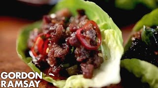 Chilli Beef Lettuce Wraps  Gordon Ramsay [upl. by Ingamar]