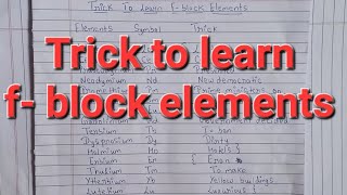 Trick to learn f block elements in periodic table [upl. by Annawahs]