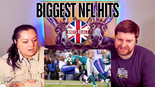 BRITS REACT  Biggest NFL Hits  BLIND REACTION [upl. by Jeralee147]