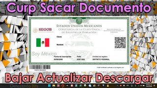 Como sacar actualizar y descargar mi Curp documento desde internet actualizado [upl. by Aiseneg]