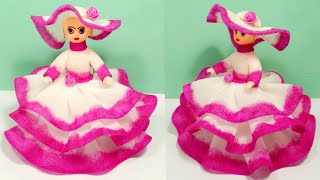 DIY FOAM KI GUDIYA SAJANE KA NAYA TARIKA FOAM DOLL DECORATION IDEA FOAM CRAFT DOLL DECORATION [upl. by Winshell]