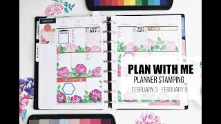 Plan with Me  Floral Stamping in My Happy Planner  February 3 [upl. by Euginom398]