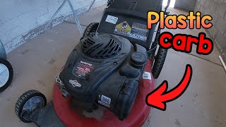 Briggs and Stratton Plastic Carburetor repair How to take apart and clean [upl. by Jesselyn]