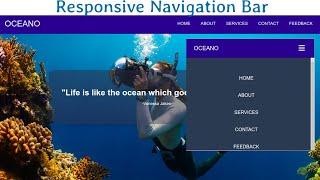 Responsive Navigation Bar With HTML CSS amp JavaScript [upl. by Atenaz]