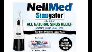 NeilMed Sinugator Black Cordless Pulsating Nasal Irrigator Dual Speed with 30 Premixed Packets [upl. by Ainafets]