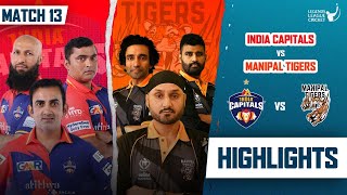 India Capitals Vs Manipal Tigers  Highlights  Legends League Cricket 2023  Harbhajan vs Gambhir [upl. by Halford585]