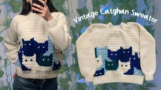 Crochet Vintage Catghan Sweater Tutorial [upl. by Egide313]