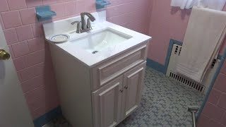 BATHROOM SINK REPLACEMENT REMOVE OLD INSTALL NEW [upl. by Wiese12]