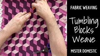 Fabric Weaving Tumbling Blocks Weave Using Solid Fabric with Mx Domestic [upl. by Acinemod]