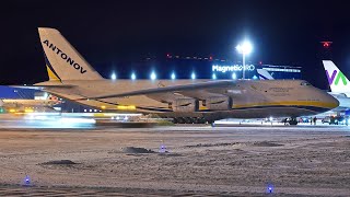 Antonov Airlines An124 Ruslan snowy night arrival to Tallinn Airport [upl. by Yhtnomit]