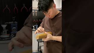 Wow heres how to make a 24k gold bracelet 🔥🔨 shorts gold jewellry Reels jewelry viral vid [upl. by Eciruam195]