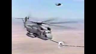 Sea Stallion CH 53E Helicopter Mid Air Refueling Accident cuts Fuel Probe with KC 135 Stratotanker [upl. by Ydnerb]