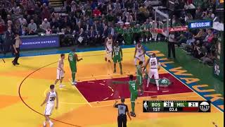 Antetokounmpo tries to dunk on Baynes  Milwaukee Bucks vs Boston Celtics  26102017 [upl. by Howard]