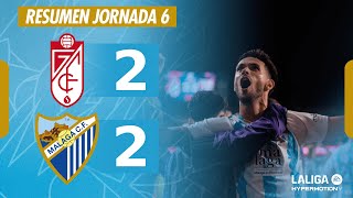 GRANADA CF 2  2 MÁLAGA CF  RESUMEN JORNADA 6 LALIGA HYPERMOTION [upl. by Akin]