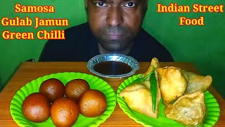 Asmr Eating Lots Of Samosa With Red Sauce And Gulab Jamun I N Eating Asmr [upl. by Manella]