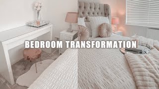 BEDROOM TRANSFORMATION  LUXE ON A BUDGET  CREAM GREY amp BLUSH PINK  AESTHETIC ROOM TOUR [upl. by Lunseth]