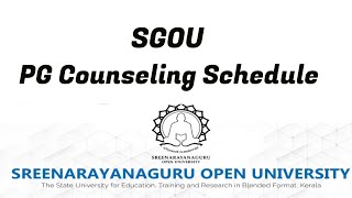 SGOU PG Counseling Schedule വന്നു sgou sreenarayanaguruopenuniversity [upl. by Patrica766]