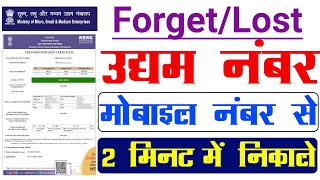 How to recover udyog aadhaar number 2024  Udyog Aadhar Registration bhul jaye to kya kare [upl. by Leynad]