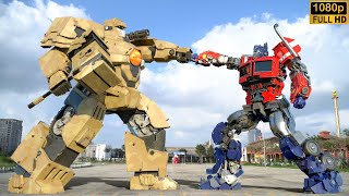 Transformers The Last Knight  Optimus Prime vs Jaguar Robot  Paramount Pictures HD [upl. by Anikram]