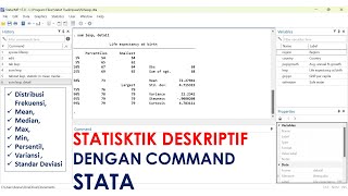 STATISTIK DESKRIPTIF dengan COMMAND STATA [upl. by Alphonsine]