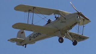 Bücker Casa 131 Jungmann 1954 DEOMM engine start taxy take off landing Gelnhausen airfield EDFG [upl. by Sivolc]