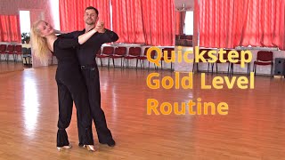 Quickstep Basic Gold Level Choreography  Natural Turn with Hesitation Double Reverse Spin [upl. by Sitnik]