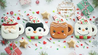 How to decorate ADORABLE CHRISTMAS MUGS  4 Designs with 1 shape [upl. by Norra]