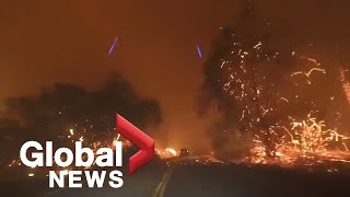 Driver captures apocalyptic scenes during drive through California wildfire [upl. by Chaworth]