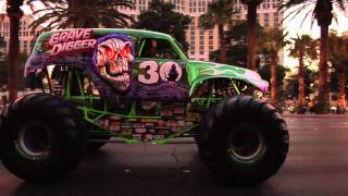 Monster Jam  World Finals 2012  Grave Digger 30th Anniversary Parade on the Las Vegas Strip [upl. by Ettedranreb613]