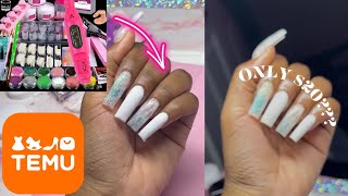 TESTING A 20 TEMU NAIL KIT  ACRYLIC NAIL TUTORIAL  TEMU NAILS 🧡 [upl. by Anat964]