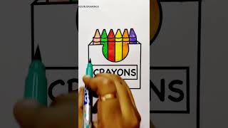 How to draw crayons – crayons drawing  color drawing  coloring pages painting drawing art [upl. by Rebmik]