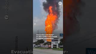 Watch Intense flames shoot up from massive pipeline fire Shorts [upl. by Zola]