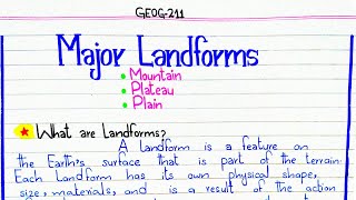 Major Landforms  Mountain  Plateau  Plain GEOG211 pu [upl. by Thomas298]