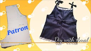 DIY how to make a beautiful jumpsuit very easy for beby girlاصنع بنفسك بدلة جميلة سهلة جدا للاطفال [upl. by Nowyt159]