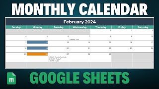 How to Make a Monthly Calendar Template in Google Sheets Tutorial SheetsNinja [upl. by Pani]