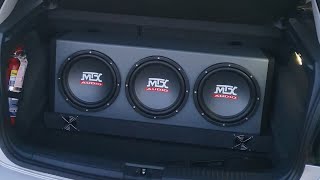 MTX Triple 10quot SUBWOOFER 600w rms  w Mosconi and Impact amplifier [upl. by Strader]