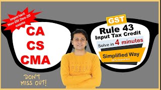 Rule 43 amendment with example ITC Rule 43 GST Most Simplified Way 100 CA CS CMA [upl. by Sairacaz]