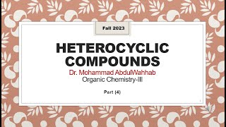 Heterocyclic Compounds Pyrrole Furan and Thiophene  Characters [upl. by Akihsan]