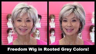 NEW Freedom Wig in Rooted Grey Colors Average and Large Size Godivas Secret Wigs Video [upl. by Fredrika580]