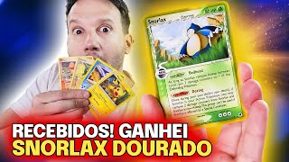 RECEBIDOS GANHEI CARTA DOURADA DO SNORLAX CARTAS RARAS DOS INSCRITOS CAPITÃO HUNTER CARTAS POKEMON [upl. by Allissa]