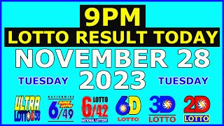 9pm Lotto Result Today November 28 2023 Tuesday [upl. by Aneekan]