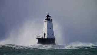 Waves Over Ludington Lighthouse on 103114 [upl. by Naol]